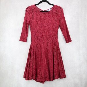 Fish Bowl Red‎ Lace Skater Dress Fit Flare Cocktail Party Dress Elegant S Small